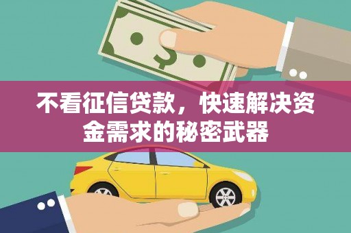 九如不看征信贷款，快速解决资金需求的秘密武器